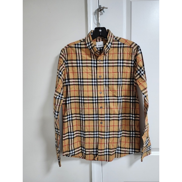 Burberry Check Botton Down Shirt Beige/Black